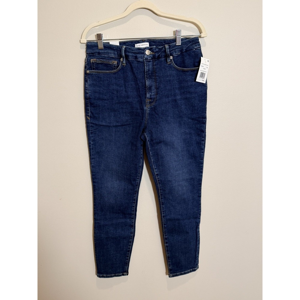 Good American Good Legs Crop Jeans Blue High Rise Stretch Denim Women Size 10/30